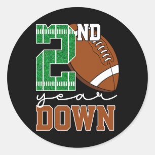 2e Jaar Down Football Lover Tweede Verjaardag Jong Ronde Sticker