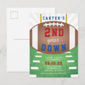 2e Jaar Down Football Thema Verjaardag Uitnodiging Briefkaart (Voorkant / Achterkant)