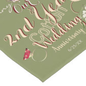 2e jaar Jubileum katoenbruiloft Korte Tafelloper (Hoek)