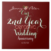 2e jaar Keramische bruiloft Jubileum Tegeltje (Voorkant)