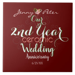 2e jaar Keramische bruiloft Jubileum Tegeltje