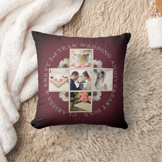 2e jaar Weddenschap Jubileum Katoen 5 Foto's Garne Kussen (Deken)