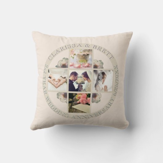 2e jaar Weddenschap Jubileum Katoen 5 Foto's Kussen (Achterkant)