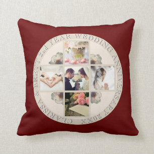 2e jaar Weddenschap Jubileum Katoen 5 Foto's Rood Kussen