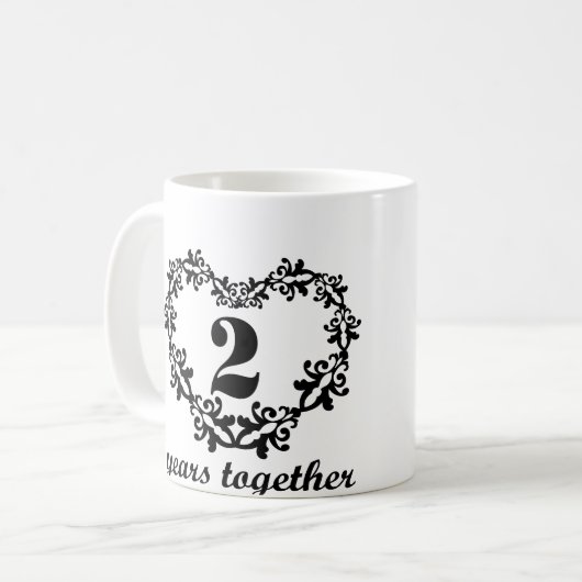 2e Jubileum 2 jaar samen Mok hartcadeau (Voorkant links)