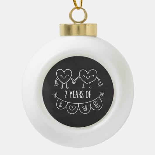 2e Jubileum cadeau voor haar krijgsharten Keramische Bal Ornament (Voorkant)