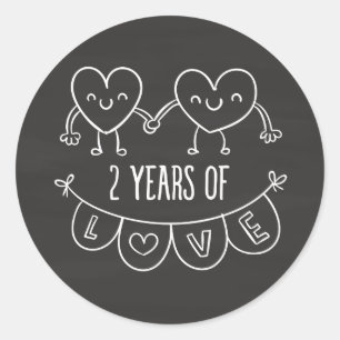 2e Jubileum cadeau voor haar krijgsharten Ronde Sticker