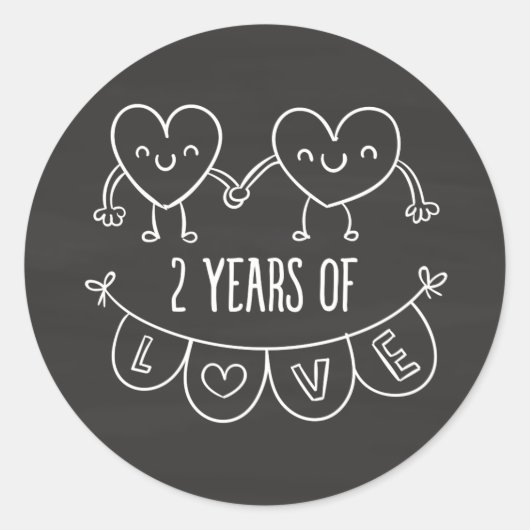 2e Jubileum cadeau voor haar krijgsharten Ronde Sticker (Voorkant)