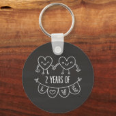 2e Jubileum cadeau voor haar krijgsharten Sleutelhanger (Voorkant)