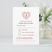 2e jubileum granaat hart reactie RSVP Kaartje (Staand voorkant)