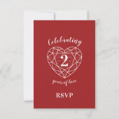 2e jubileum granaat hart reactie RSVP Kaartje (Achterkant)