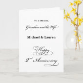 2e Jubileum Kleinzoon en Vrouw Elegant Script Kaart (Gele Bloem)