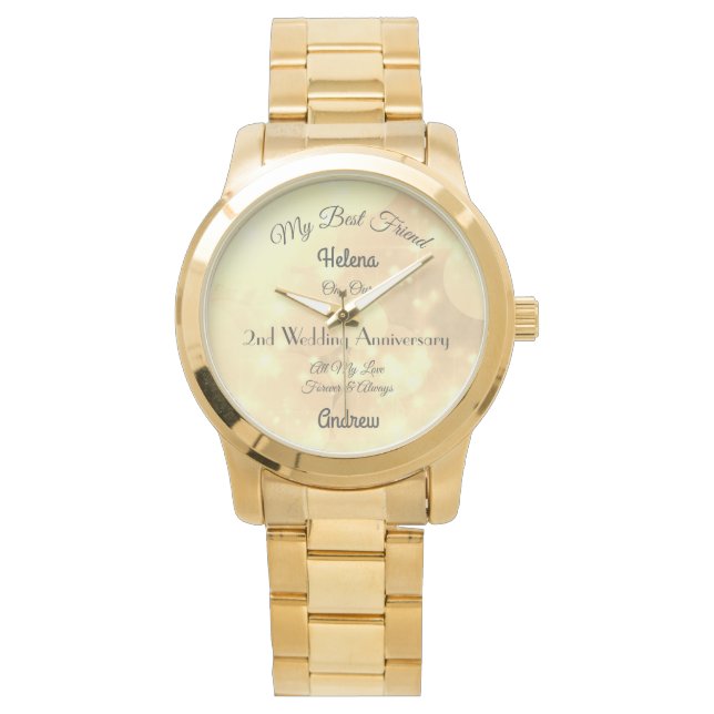2e Jubileum Vrouw gepersonaliseerd horloge (Voorkant)