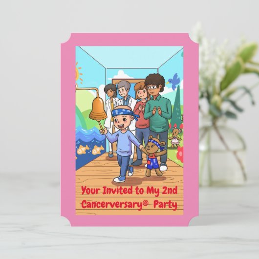2e Kanker Jubileum Party Uitnodigingen (Staand voorkant)