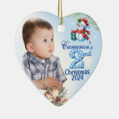 2e Kerstmis Gepersonaliseerde Boy's Photo Heart Gi Keramisch Ornament (Rechts)