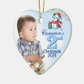 2e Kerstmis Gepersonaliseerde Boy's Photo Heart Gi Keramisch Ornament (Links)