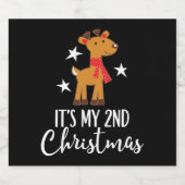 2e Kerstmis rendieren Sparkling Wijnetiket (Enkel label)