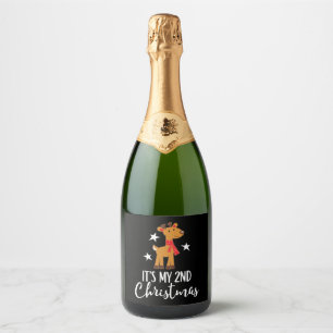 2e Kerstmis rendieren Sparkling Wijnetiket