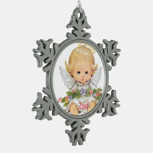 2e kersttwitje Baby Tin Sneeuwvlok Ornament (Links)