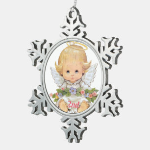 2e kersttwitje Baby Tin Sneeuwvlok Ornament
