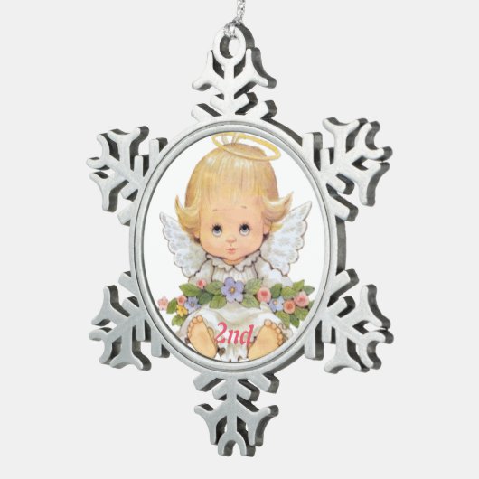2e kersttwitje Baby Tin Sneeuwvlok Ornament (Rechts)