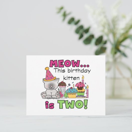 2e kitten verjaardag Tshirts en geschenken Briefkaart (Staand voorkant)