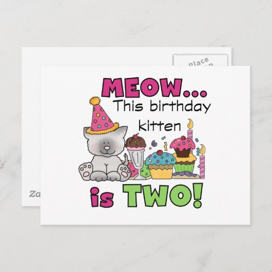 2e kitten verjaardag Tshirts en geschenken Briefkaart (Voorkant / Achterkant)