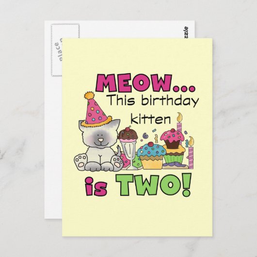 2e kitten verjaardag Tshirts en geschenken Briefkaart (Voorkant / Achterkant)