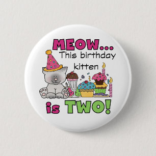 2e kitten verjaardag Tshirts en geschenken Ronde Button 5,7 Cm
