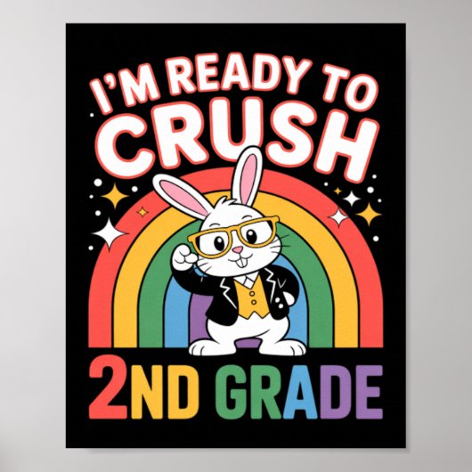 2e klas dabbing konijn terug naar school klaar om poster (Voorkant)