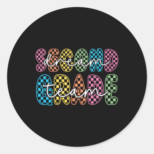 2e klas droomteam leraar eerste dag terug ronde sticker (Voorkant)