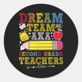 2e klas droomteam leraren tweede klas leraar ronde sticker (Voorkant)