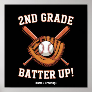 2e klas eerste dag Batter Up honkbal school Poster