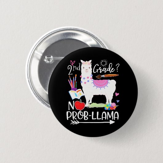 2e klas geen Prob Llama eerste schooldag Ronde Button 5,7 Cm (Voorkant /achterkant)