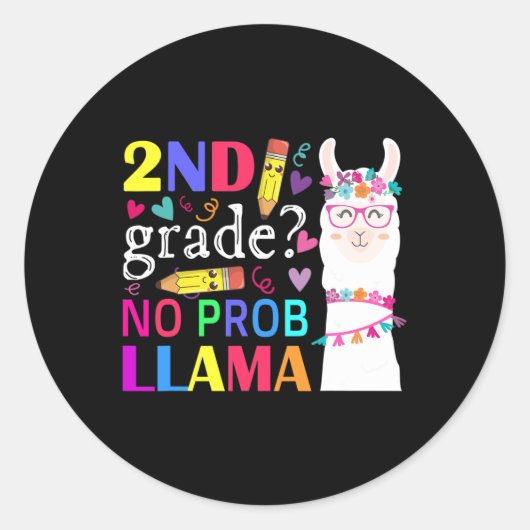 2e klas Geen Prob-llama Leraar Student Eerste Dag Ronde Sticker (Voorkant)