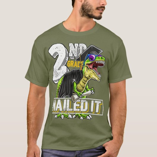 2e klas genageld het T Rex Dinosaur Afstuderen T-shirt (Voorkant)