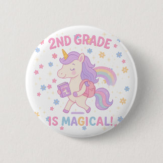 2e klas is magische Eenhoorn Terug naar school Ronde Button 5,7 Cm