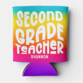 2e klas leraar Rainbow Ombre Vakantie Blikjeskoeler (Voorkant)