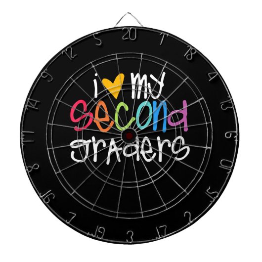 2e klas leraar sjirt ik hou van mijn tweede klas dartbord (Voorkant)