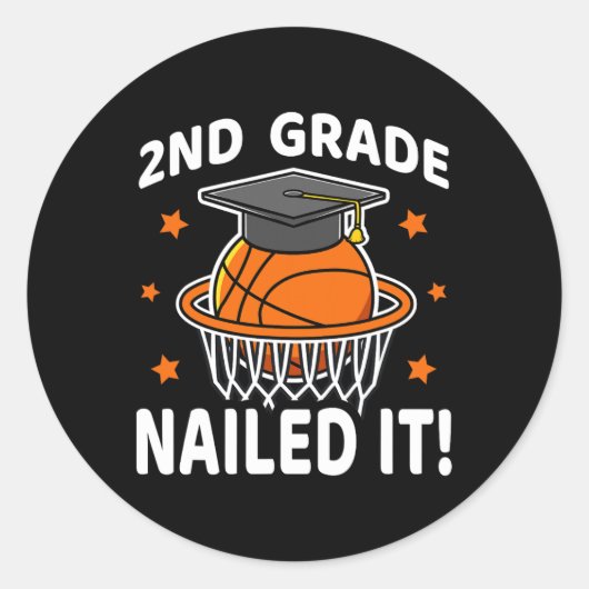 2e klas nailed it basketbalspeler Afstuderen B Ronde Sticker (Voorkant)