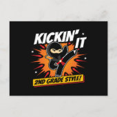 2e klas ninja trap eerste dag terug naar school briefkaart (Voorkant)