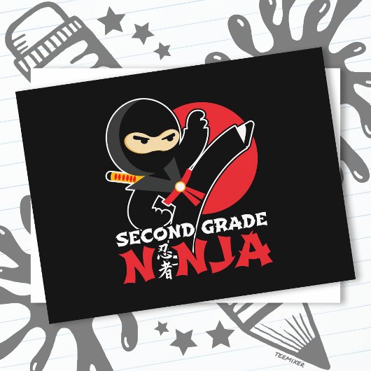 2e klas ninja trap eerste dag terug naar school briefkaart