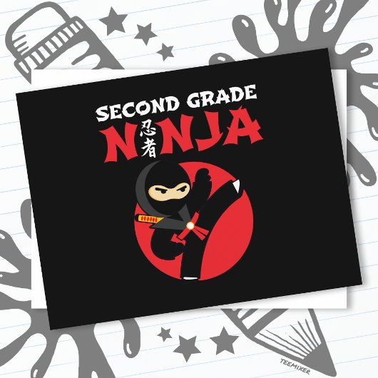 2e klas ninja trap eerste dag terug naar school briefkaart