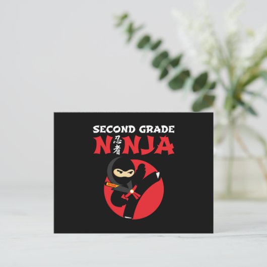 2e klas ninja trap eerste dag terug naar school briefkaart (Staand voorkant)