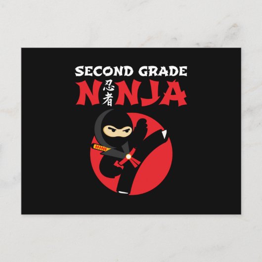 2e klas ninja trap eerste dag terug naar school briefkaart (Voorkant)