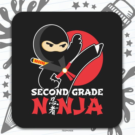2e klas ninja trap eerste dag terug naar school vierkante sticker