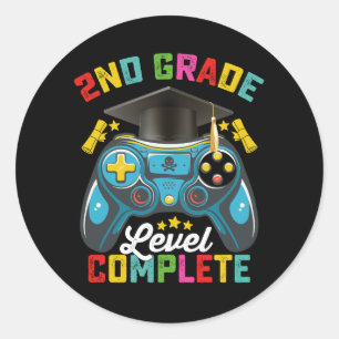 2e klas niveau complete Afstuderen gaming gamer Ronde Sticker