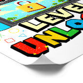2e klas niveau ontgrendeld grappige gamer jongens poster (Hoek)