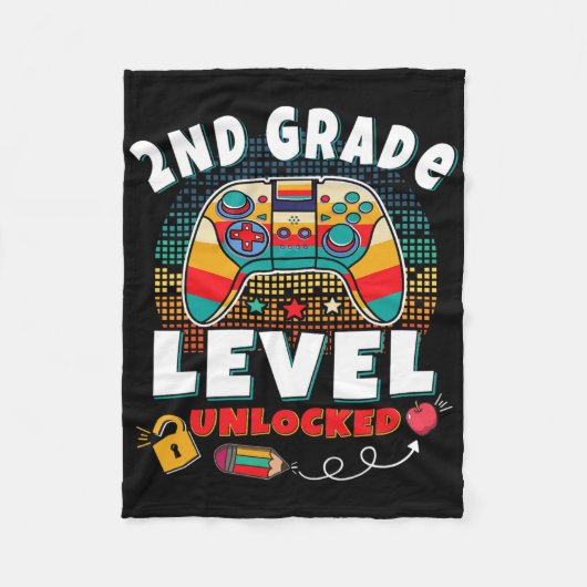 2e klas niveau ontgrendeld videogame Byck naar sch Fleece Deken (Voorkant)