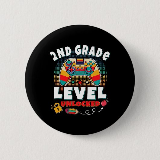 2e klas niveau ontgrendeld videogame Byck naar sch Ronde Button 5,7 Cm (Voorkant)